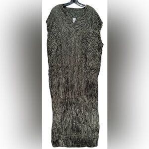 Vintage Artist RAY LONDON Black Plissé Crinkle Unique Art Dress One Size